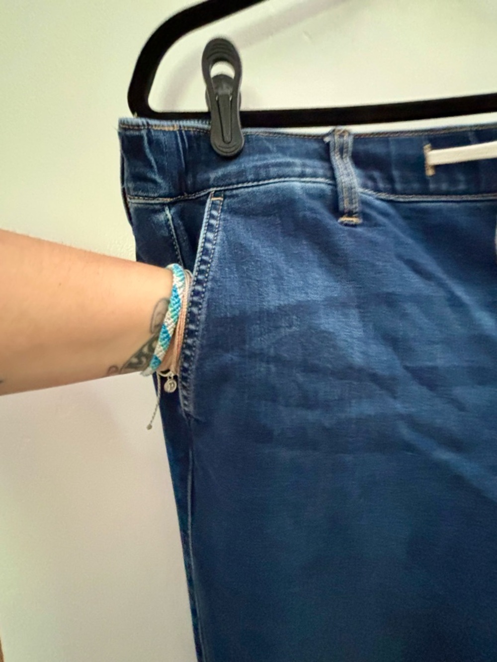 torrid Feel The Fit Dark Blue Distressed Straight Leg Jeans - Picture 3 of 9